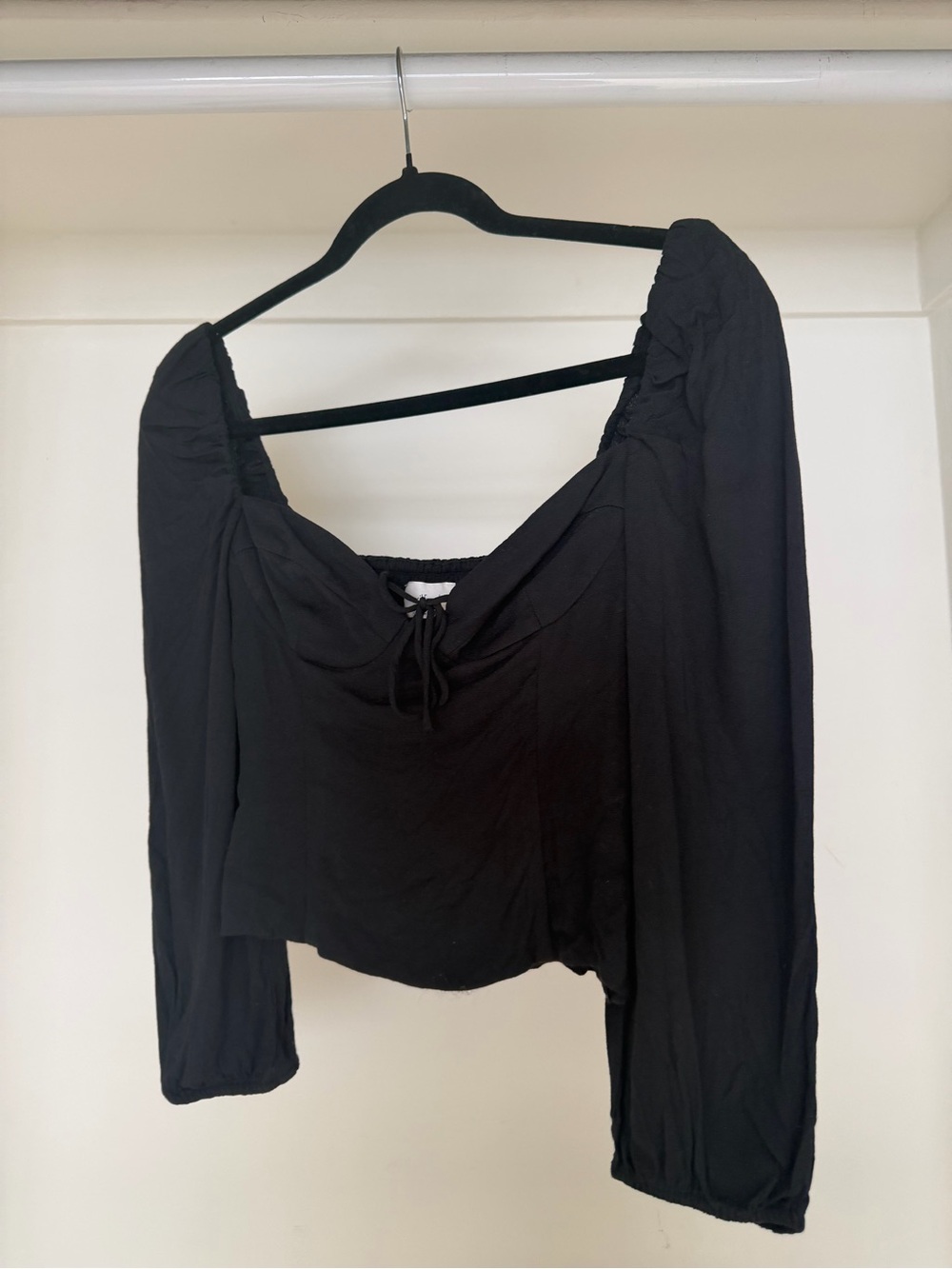 Wilfred Black Square-Neck Tie-Front Blouse